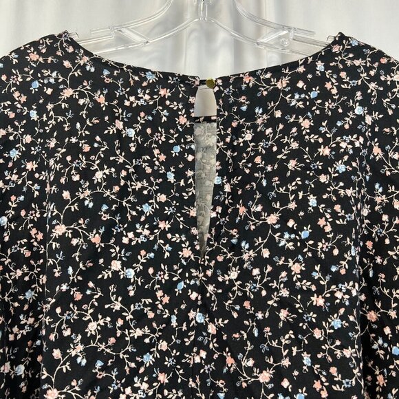 Maurices Women’s Floral Belted Shift Dress Black/Multi Size Large Keyhole - Picture 6 of 9